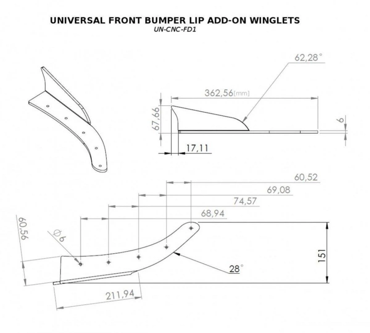 Uniwersalne Dokładki Przedniego Zderzaka Winglets - Image 4